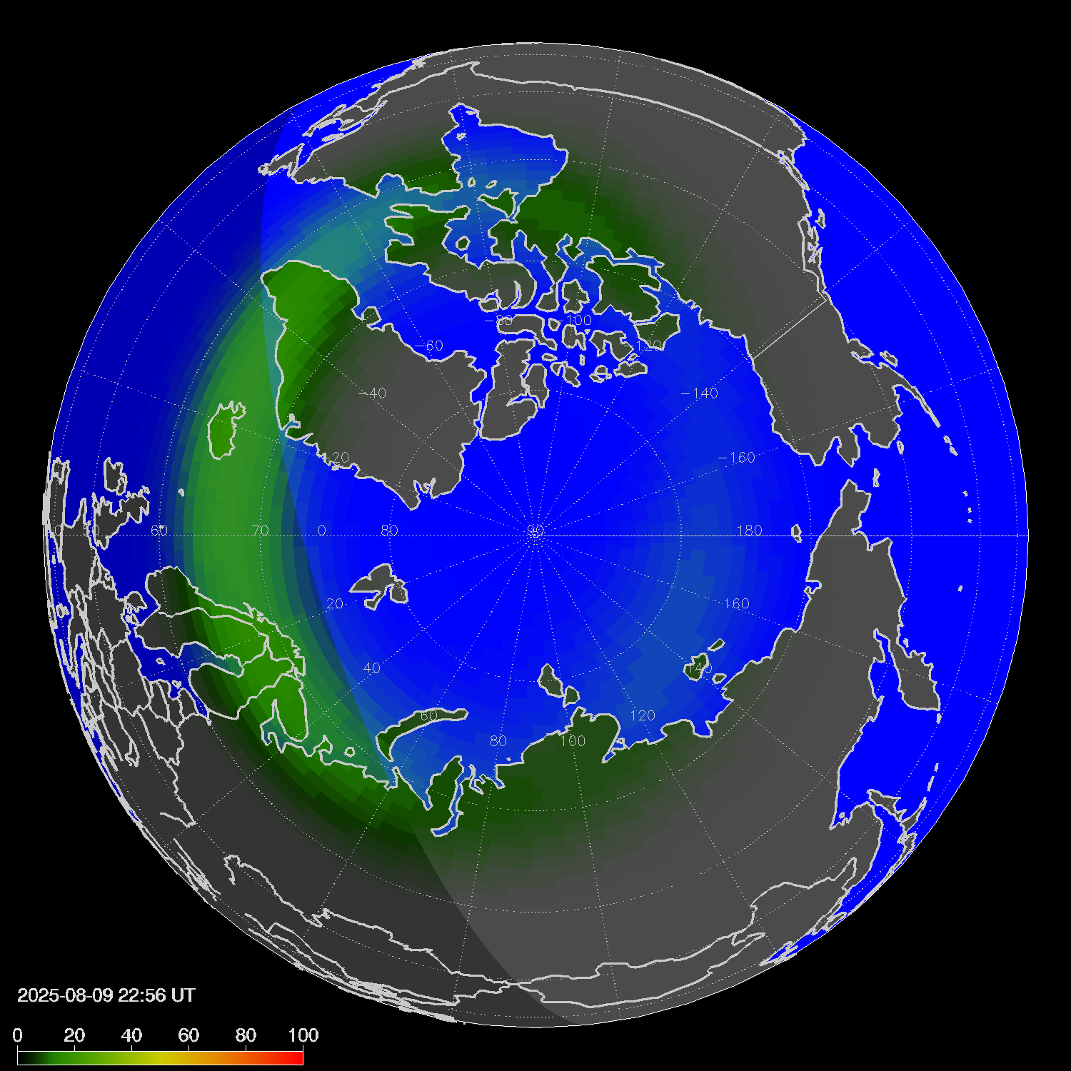Northern lights (auroras) in the northern hemisphere