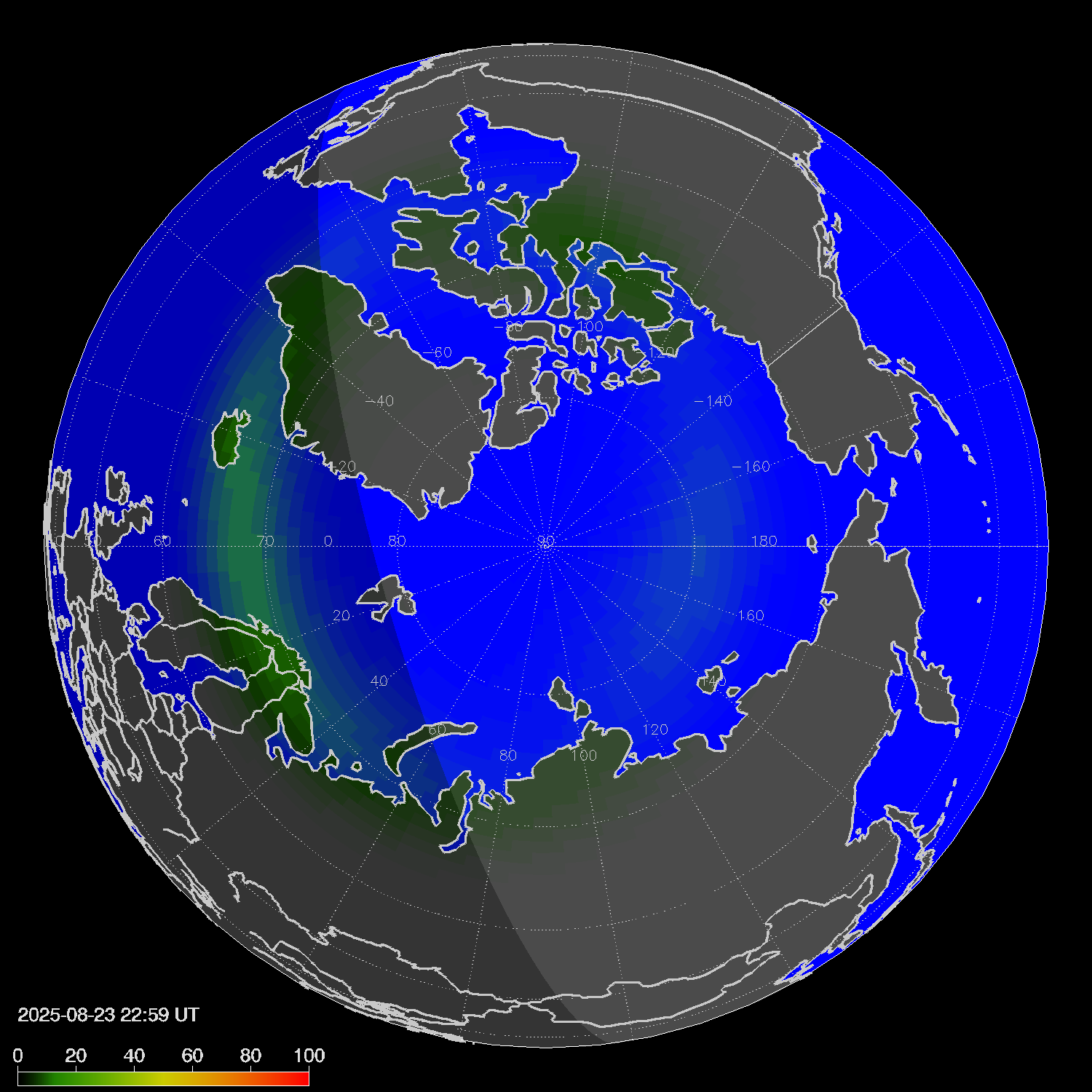 Northern lights (auroras) in the northern hemisphere