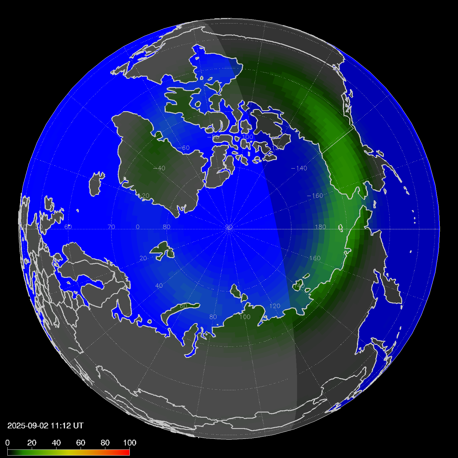 Northern lights (auroras) in the northern hemisphere