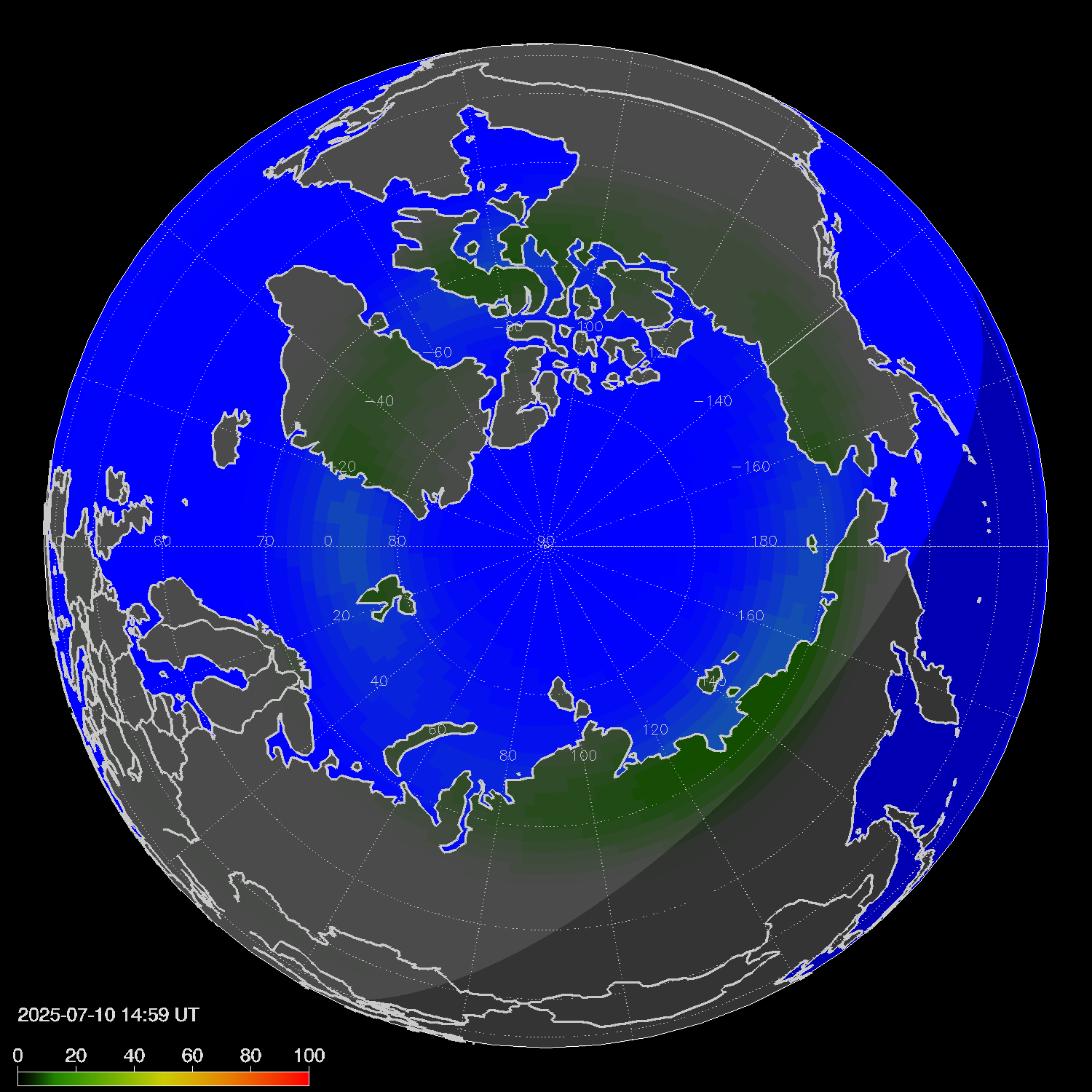 Northern lights (auroras) in the northern hemisphere