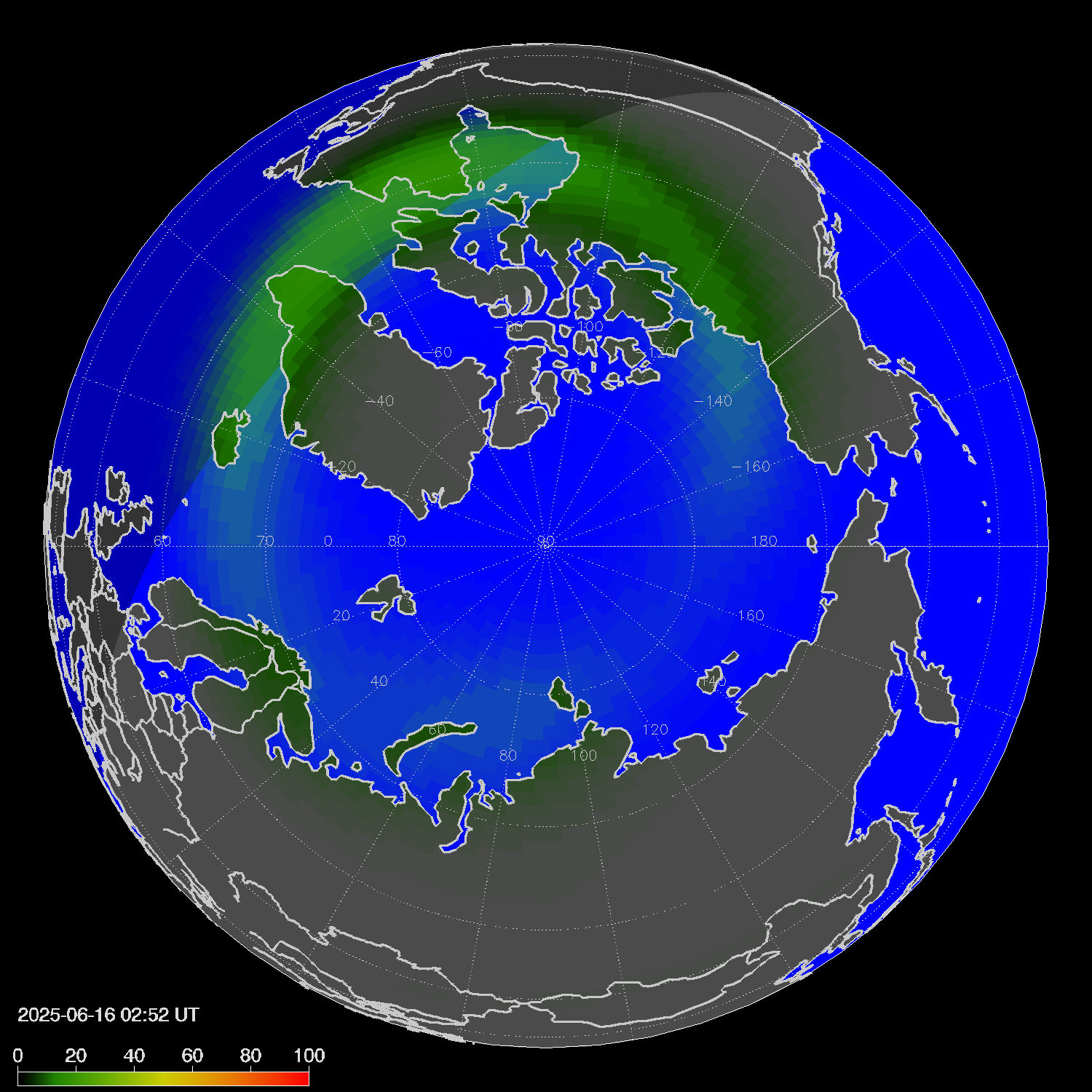 Northern lights (auroras) in the northern hemisphere