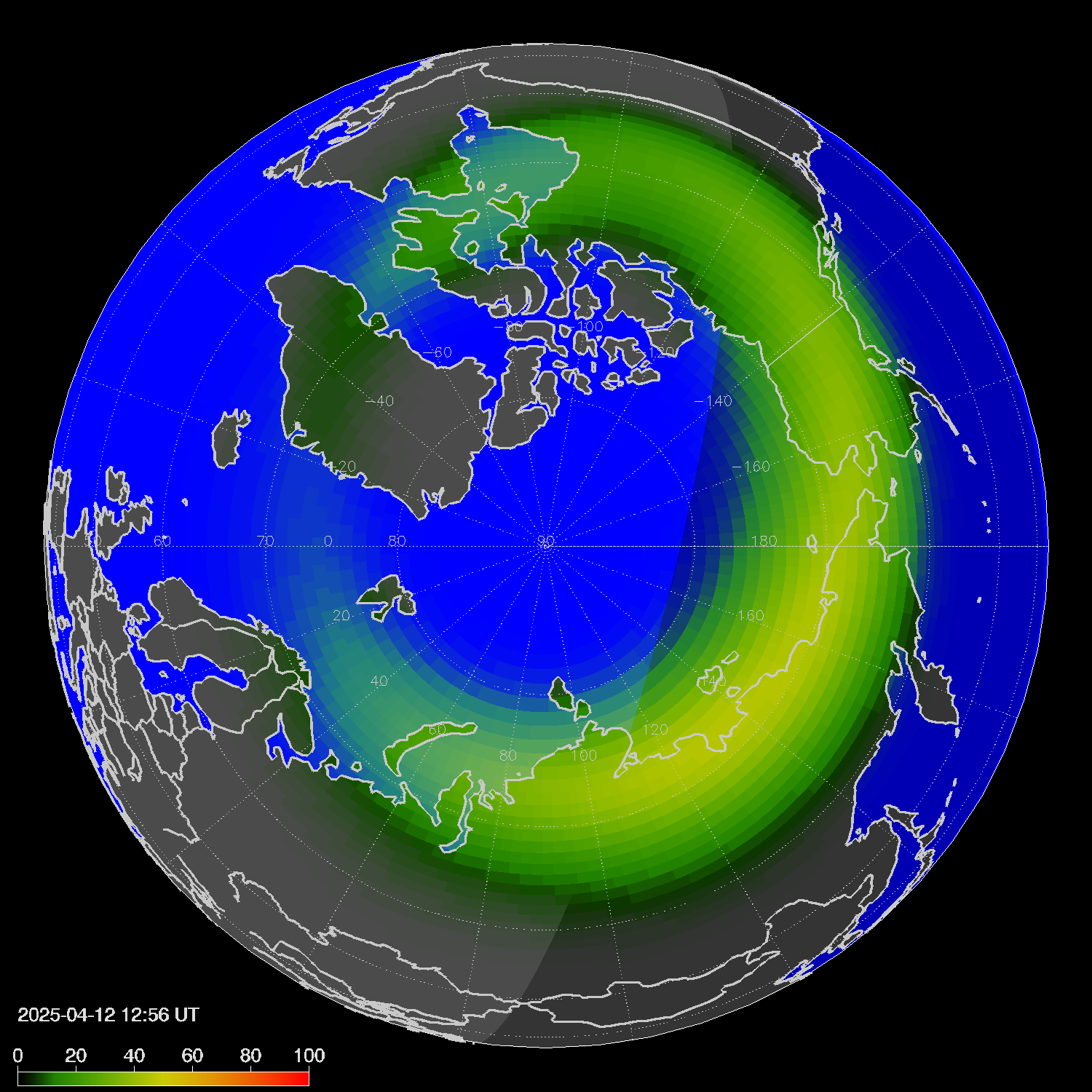 Northern lights (auroras) in the northern hemisphere