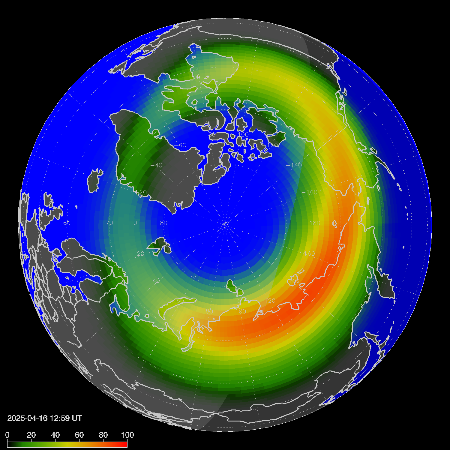 Northern lights (auroras) in the northern hemisphere