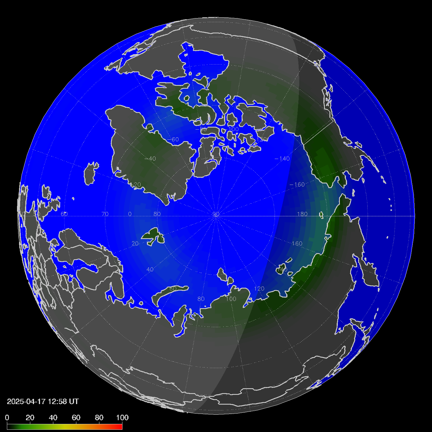 Northern lights (auroras) in the northern hemisphere
