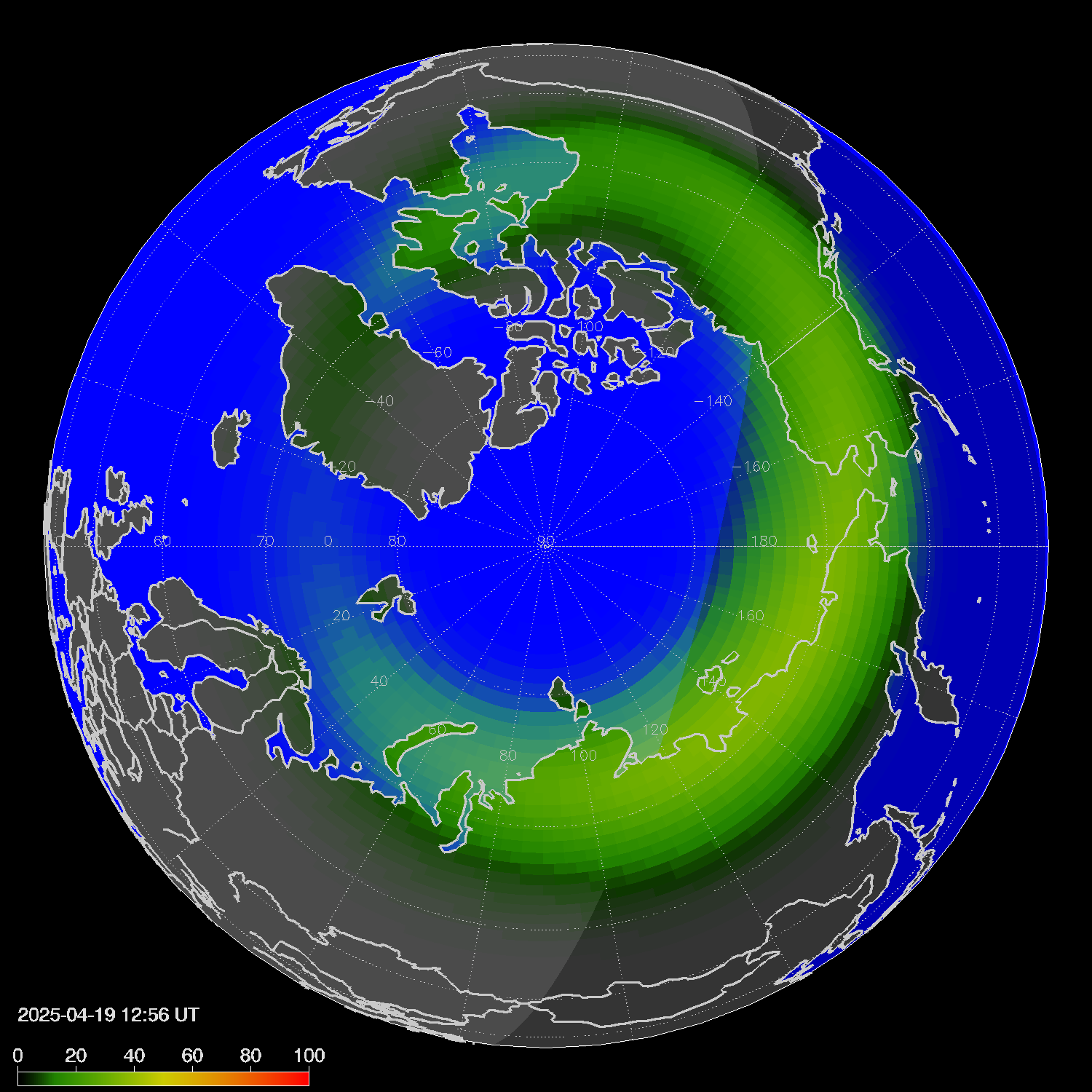 Northern lights (auroras) in the northern hemisphere