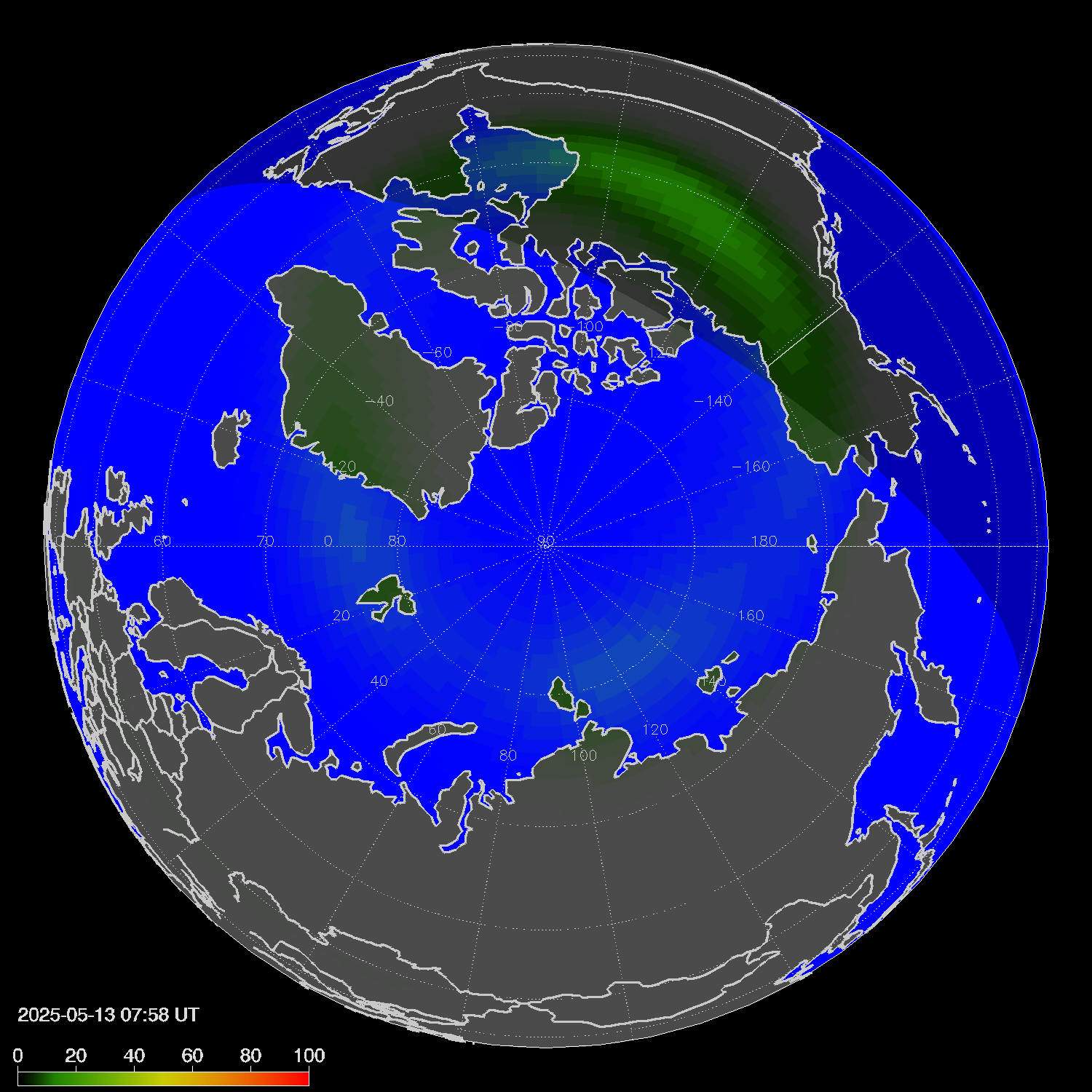 Northern lights (auroras) in the northern hemisphere
