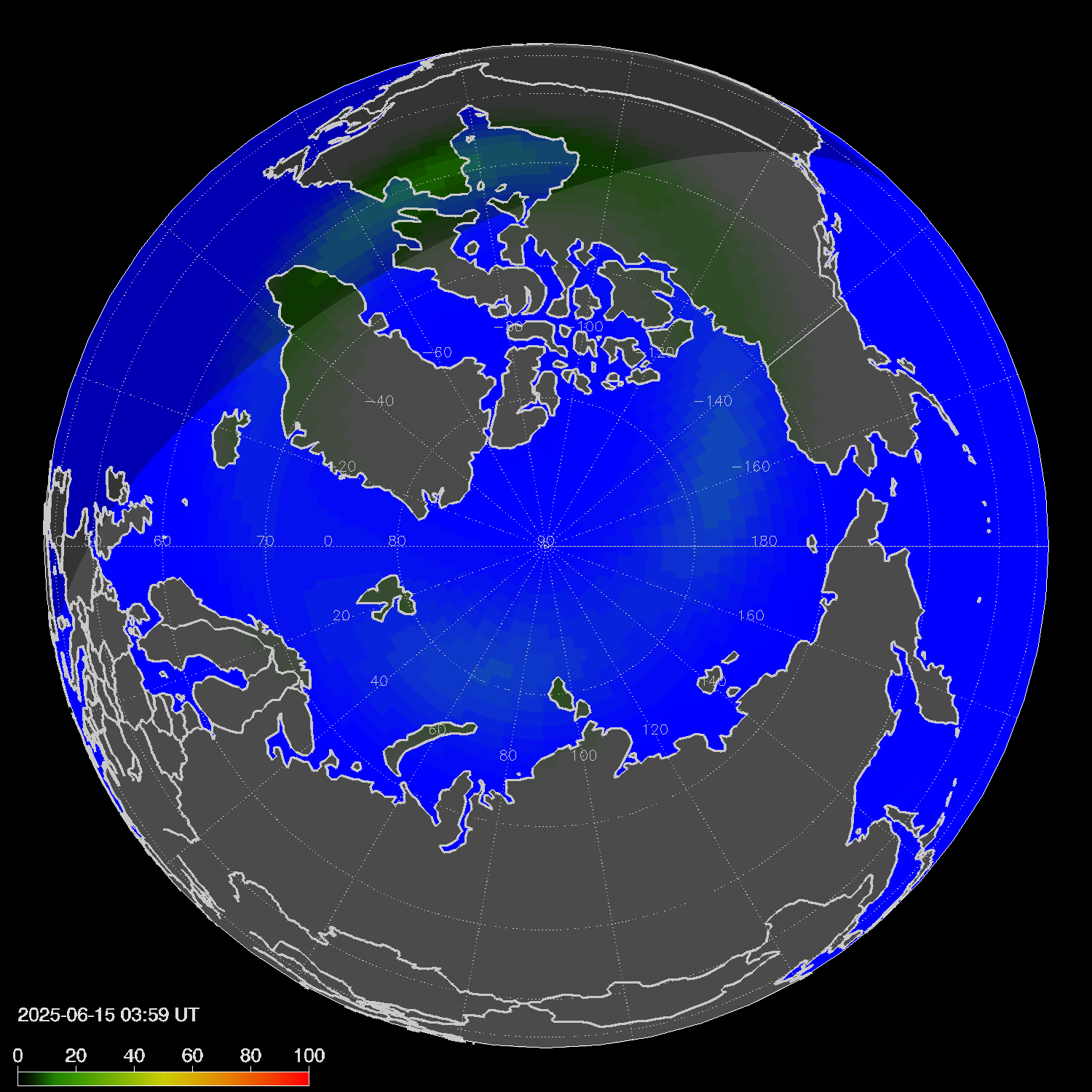 Northern lights (auroras) in the northern hemisphere