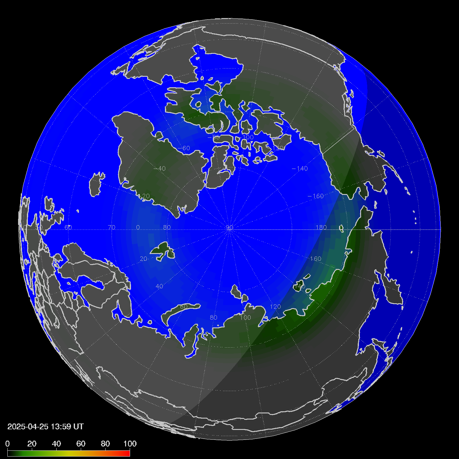 Northern lights (auroras) in the northern hemisphere