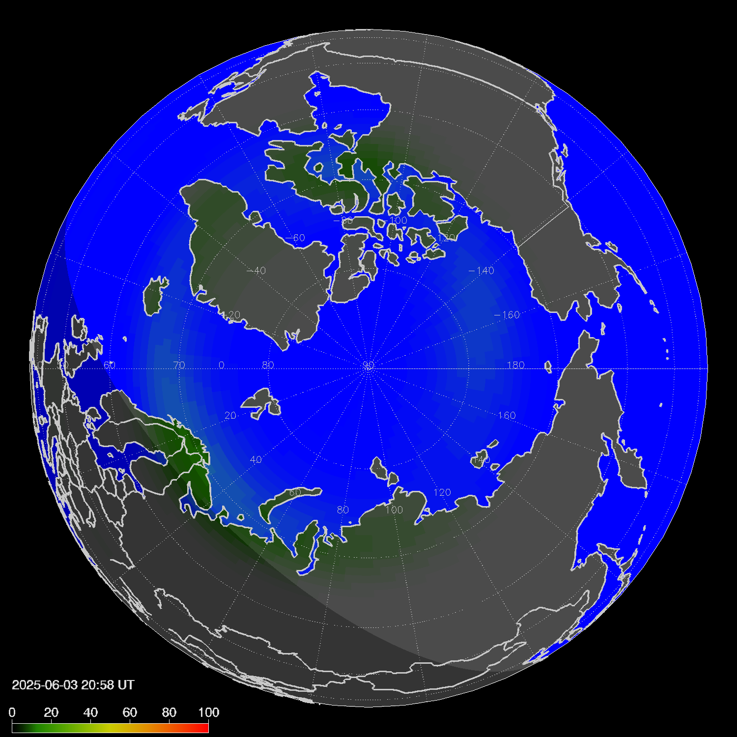 Northern lights (auroras) in the northern hemisphere