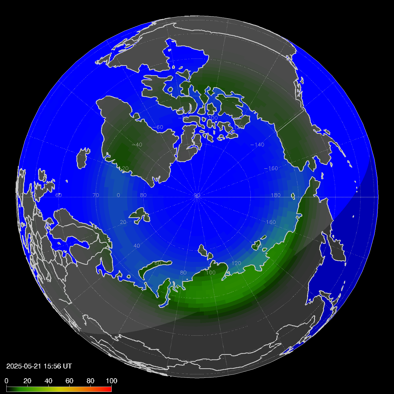 Northern lights (auroras) in the northern hemisphere