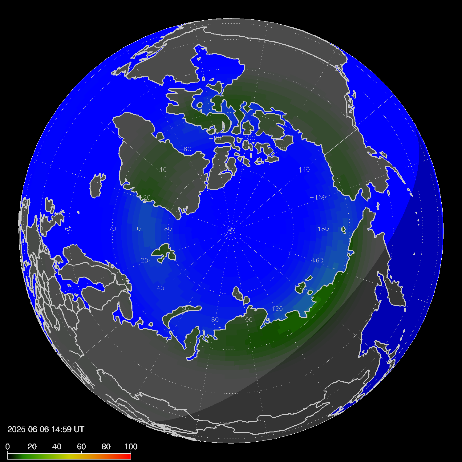 Northern lights (auroras) in the northern hemisphere