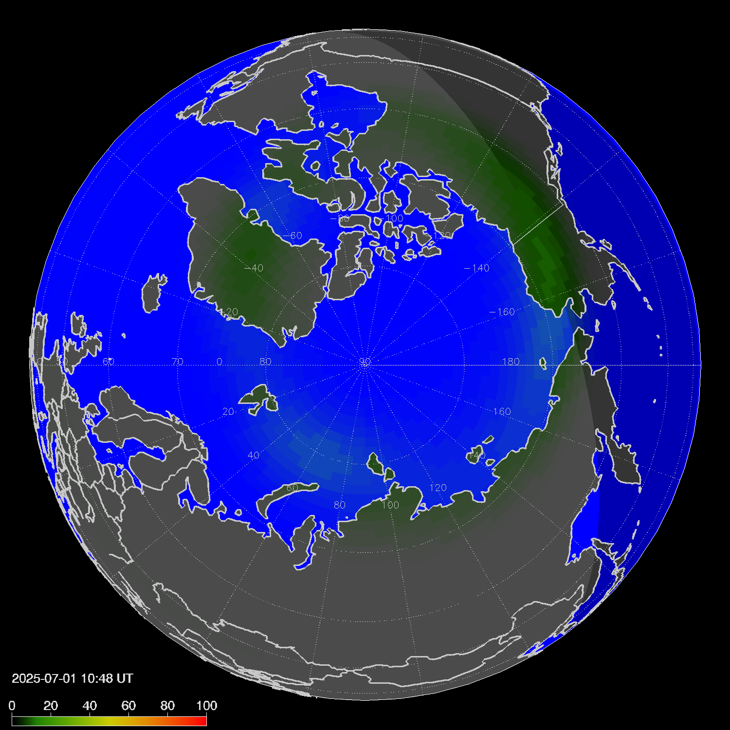Northern lights (auroras) in the northern hemisphere