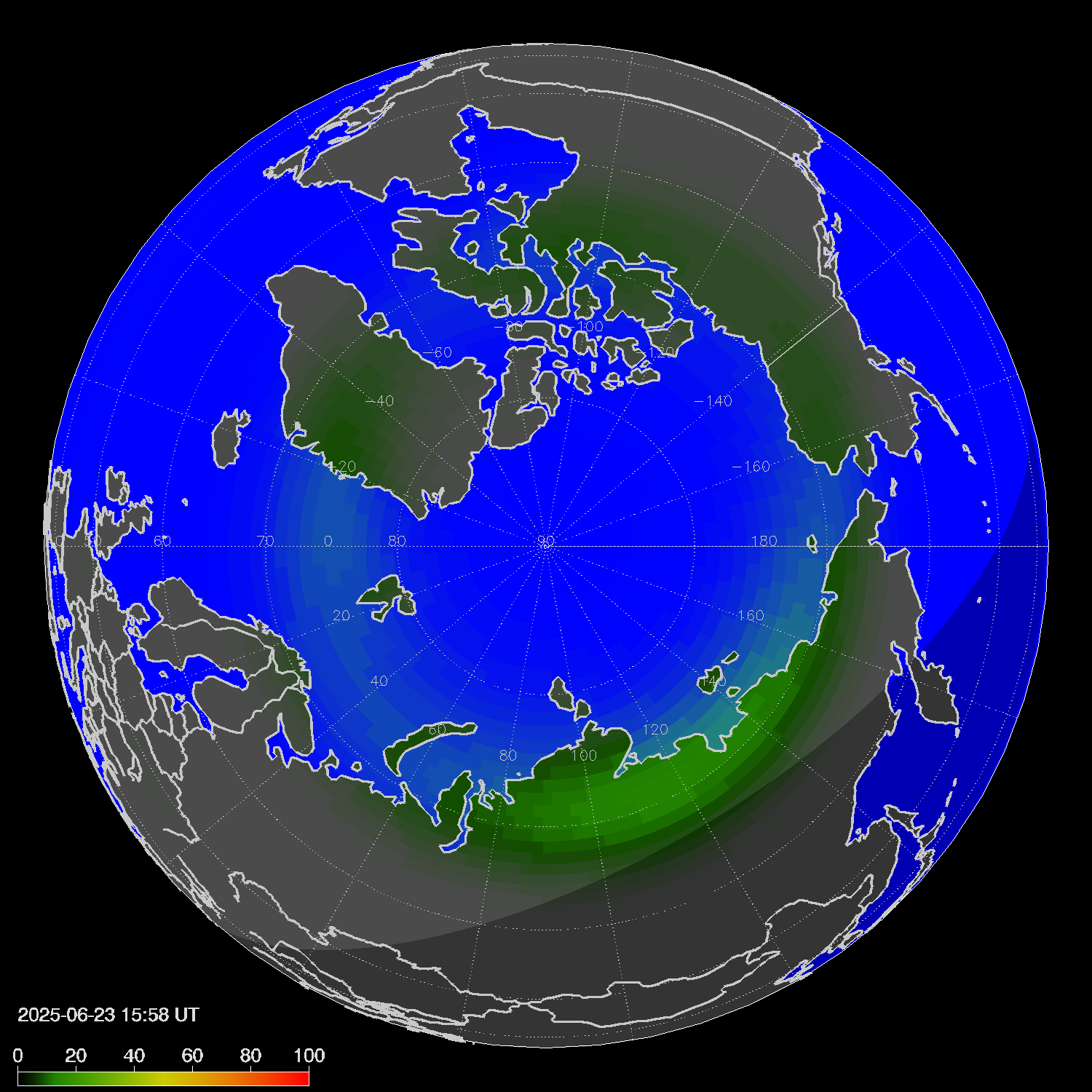 Northern lights (auroras) in the northern hemisphere