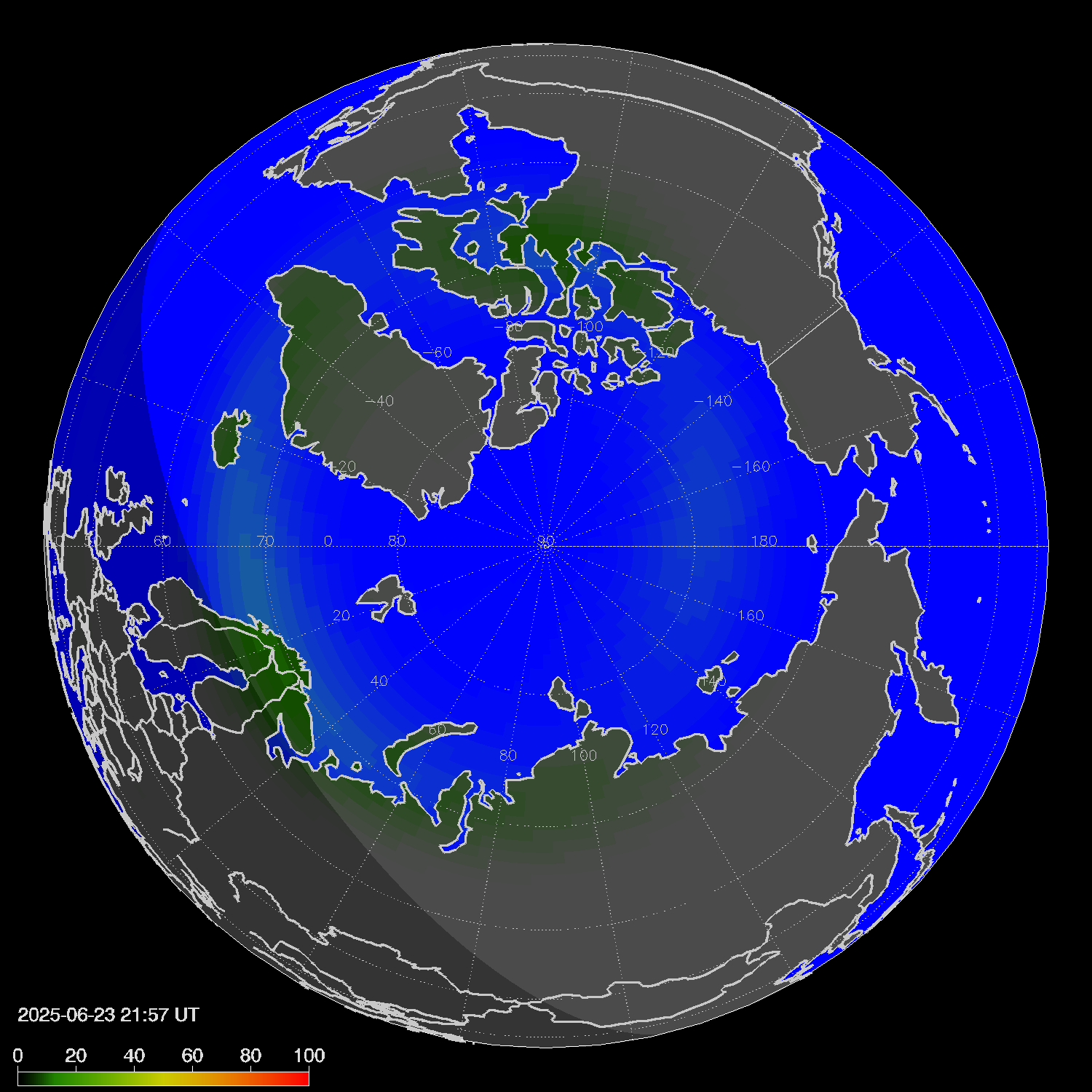 Northern lights (auroras) in the northern hemisphere