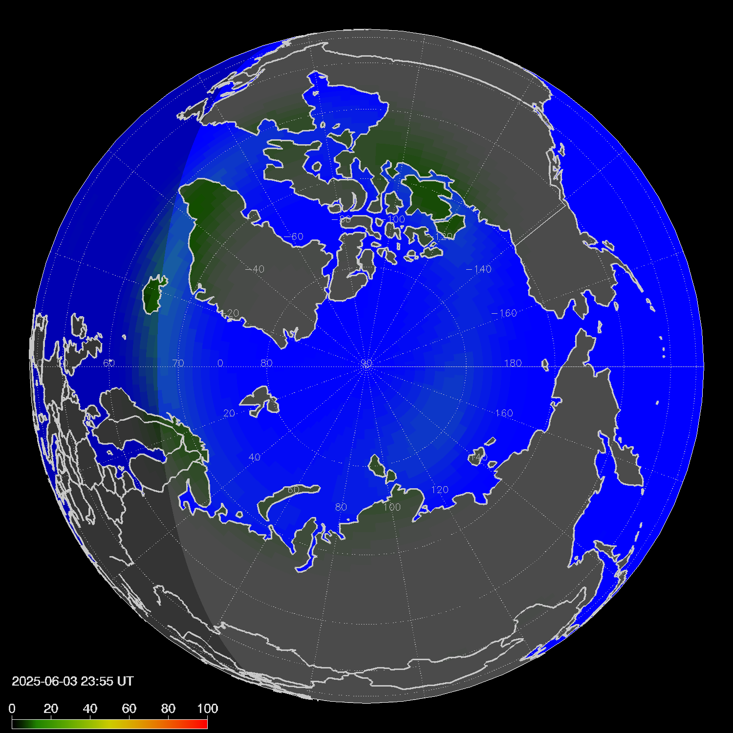 Northern lights (auroras) in the northern hemisphere