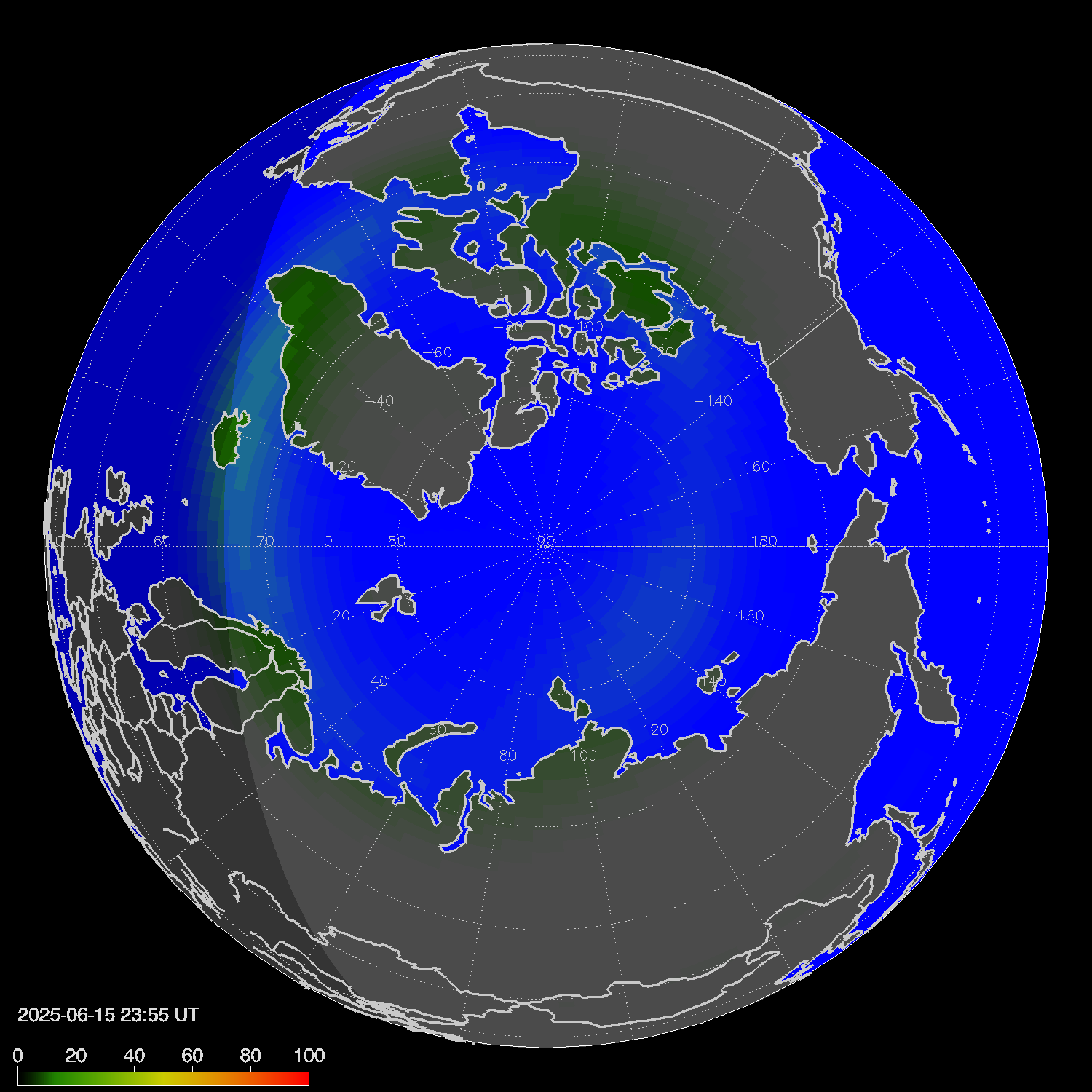 Northern lights (auroras) in the northern hemisphere