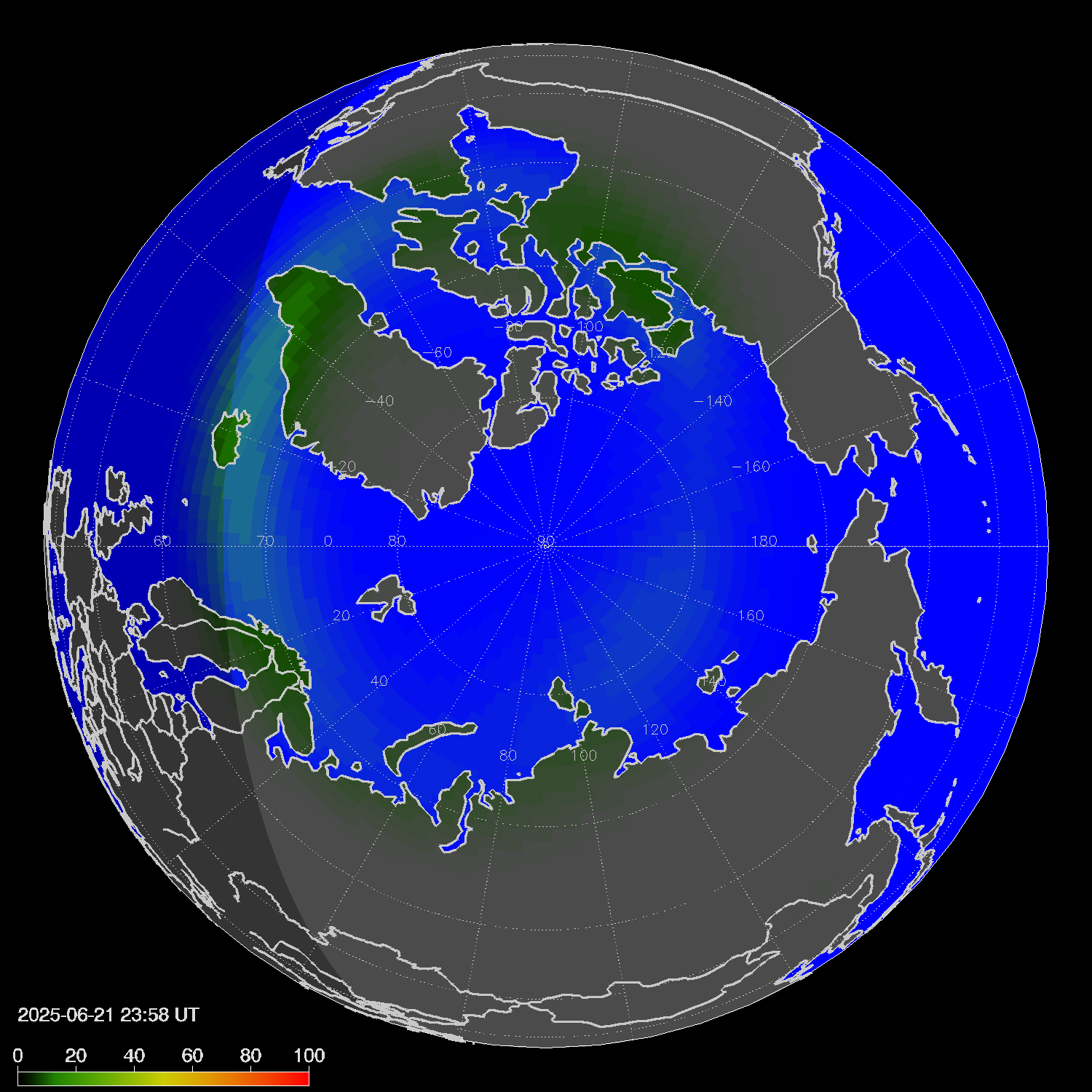 Northern lights (auroras) in the northern hemisphere