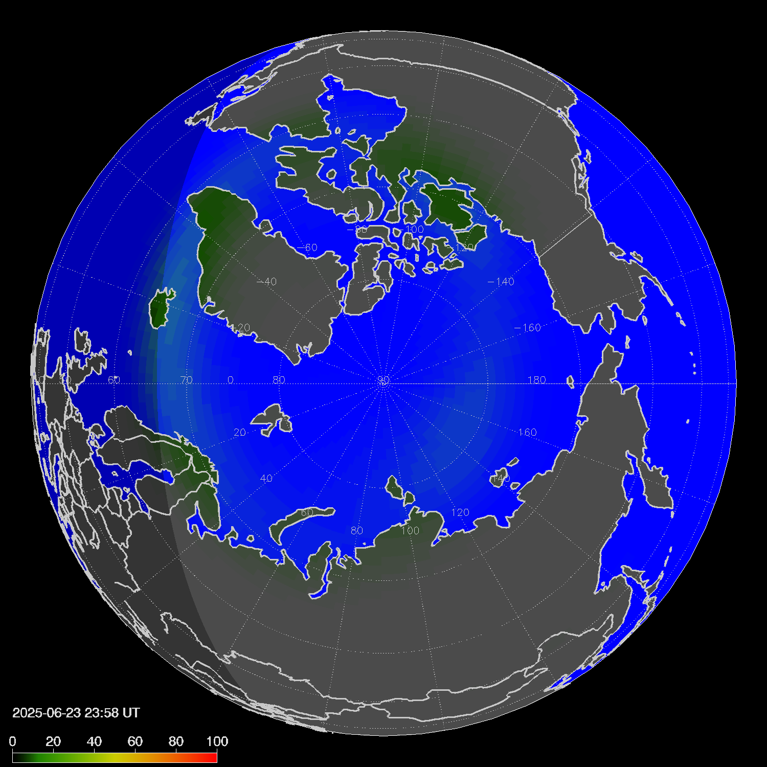 Northern lights (auroras) in the northern hemisphere