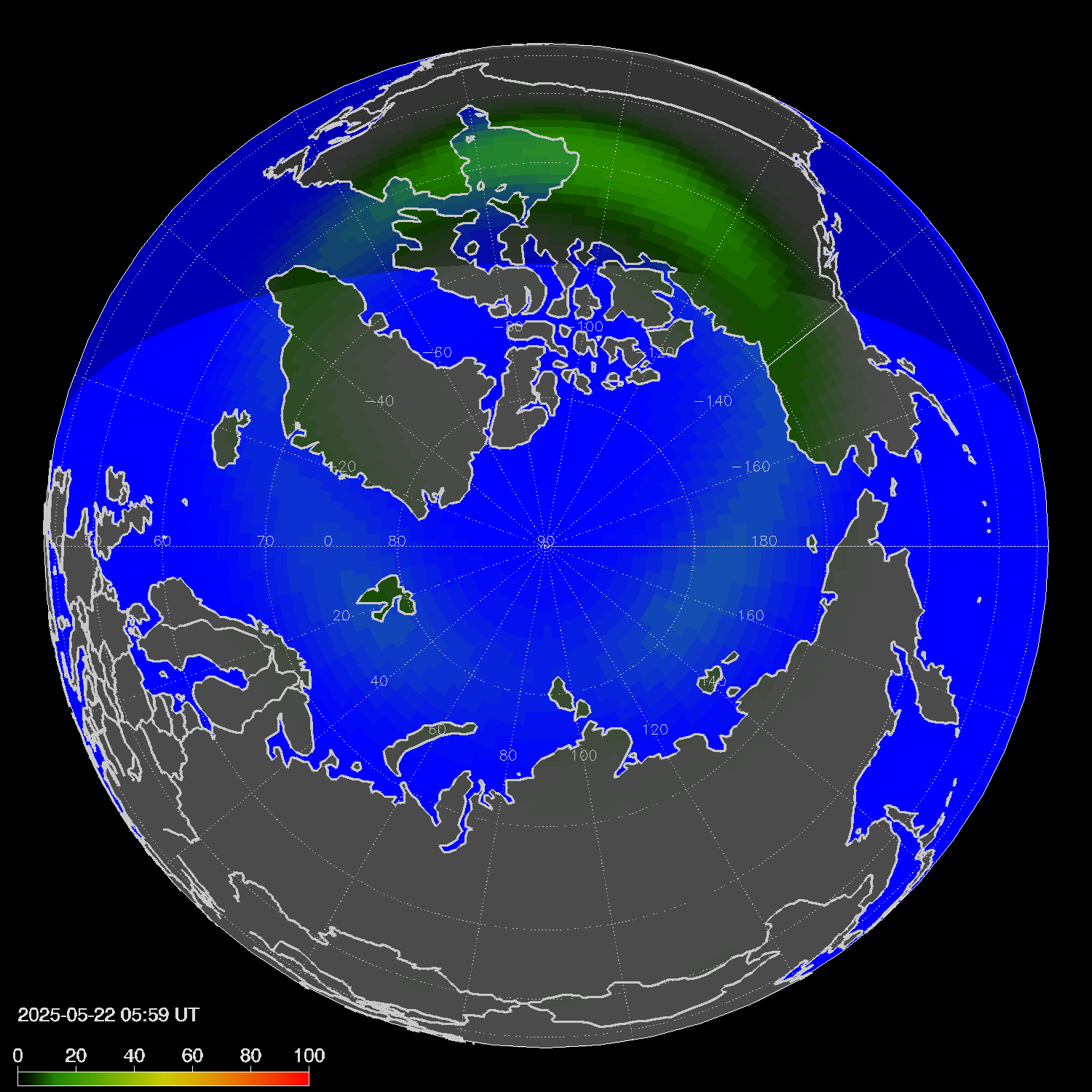 Northern lights (auroras) in the northern hemisphere