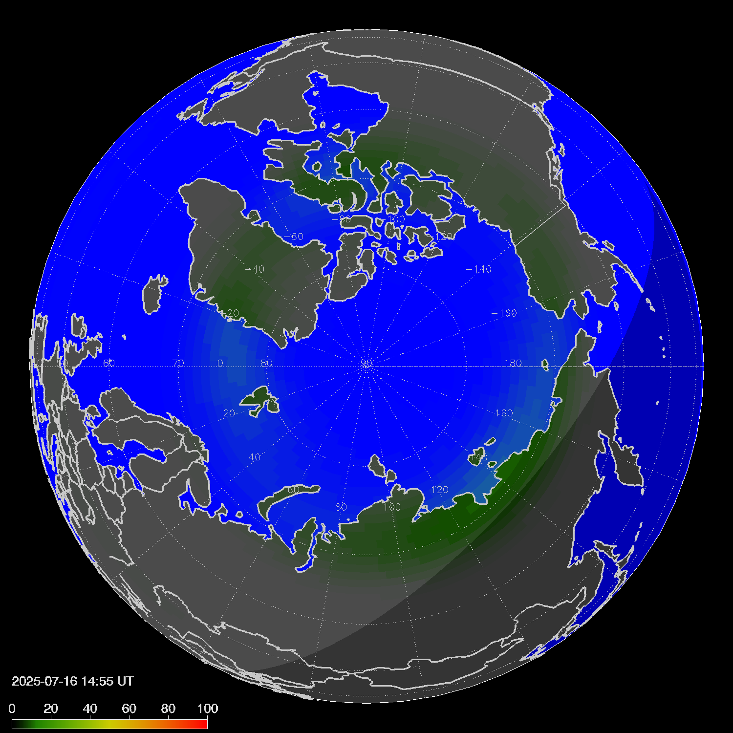 Northern lights (auroras) in the northern hemisphere