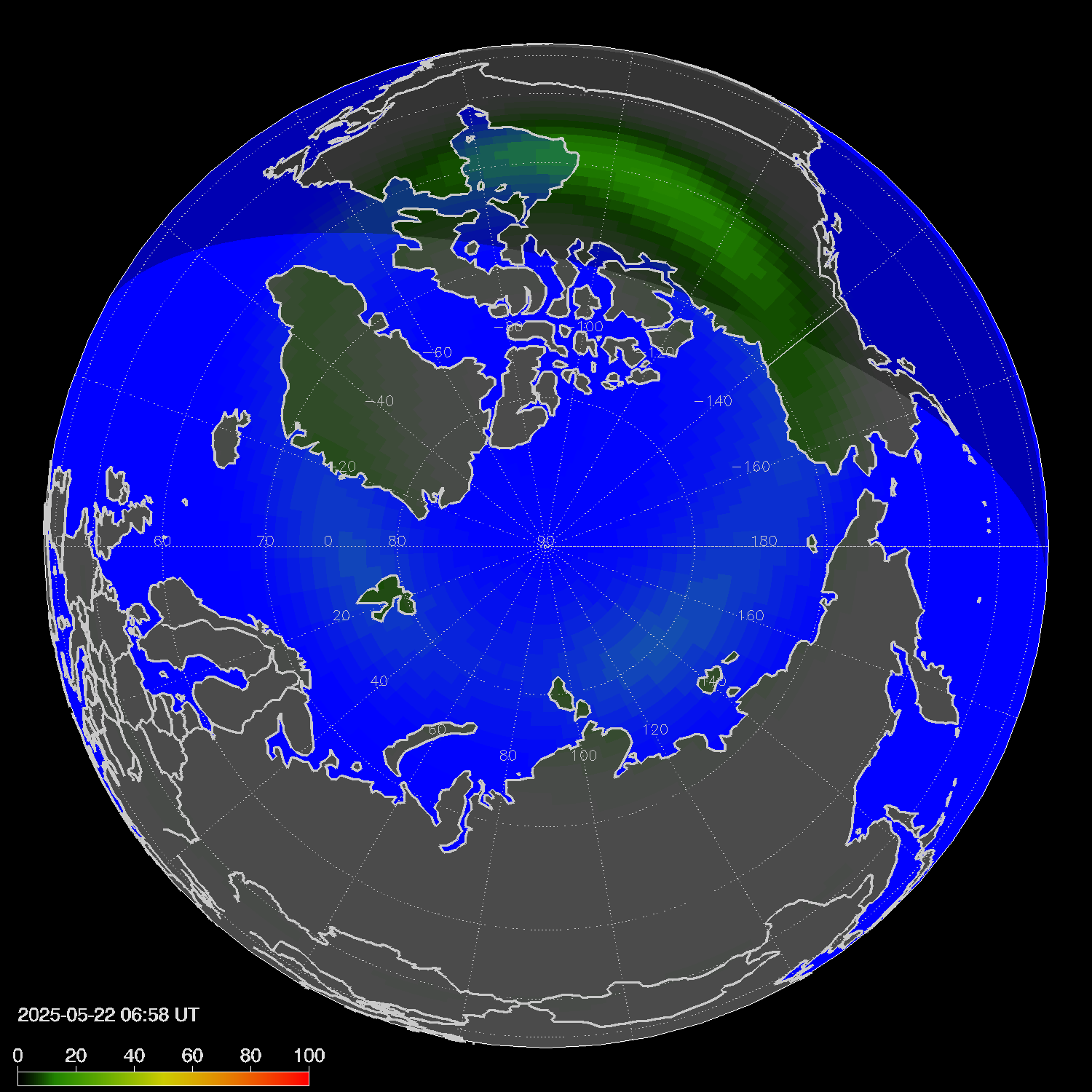 Northern lights (auroras) in the northern hemisphere