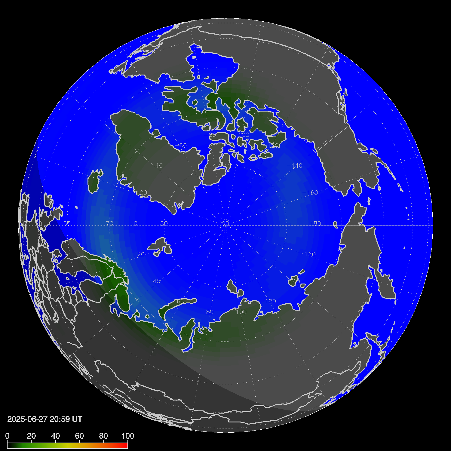 Northern lights (auroras) in the northern hemisphere