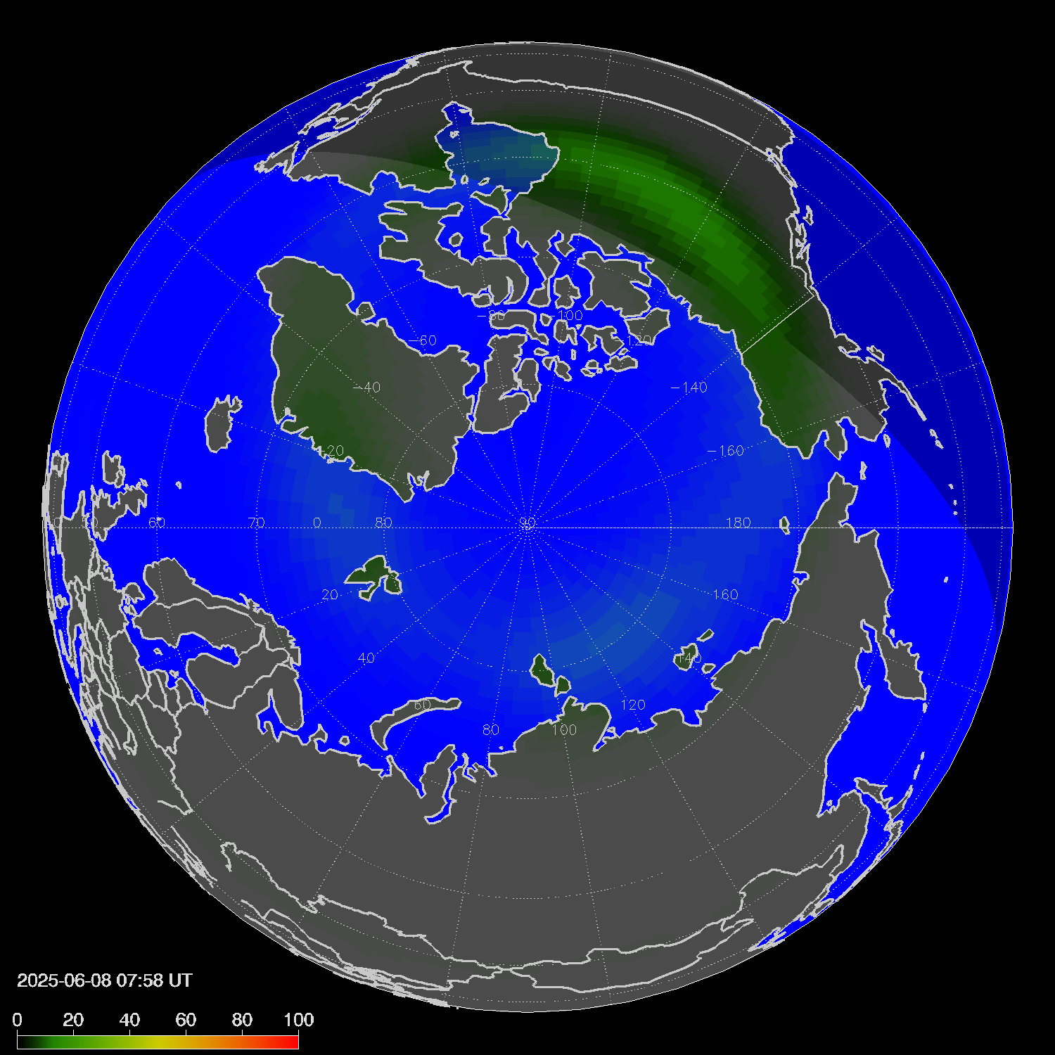 Northern lights (auroras) in the northern hemisphere