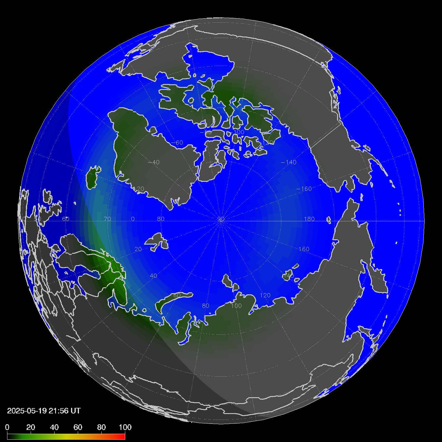 Northern lights (auroras) in the northern hemisphere