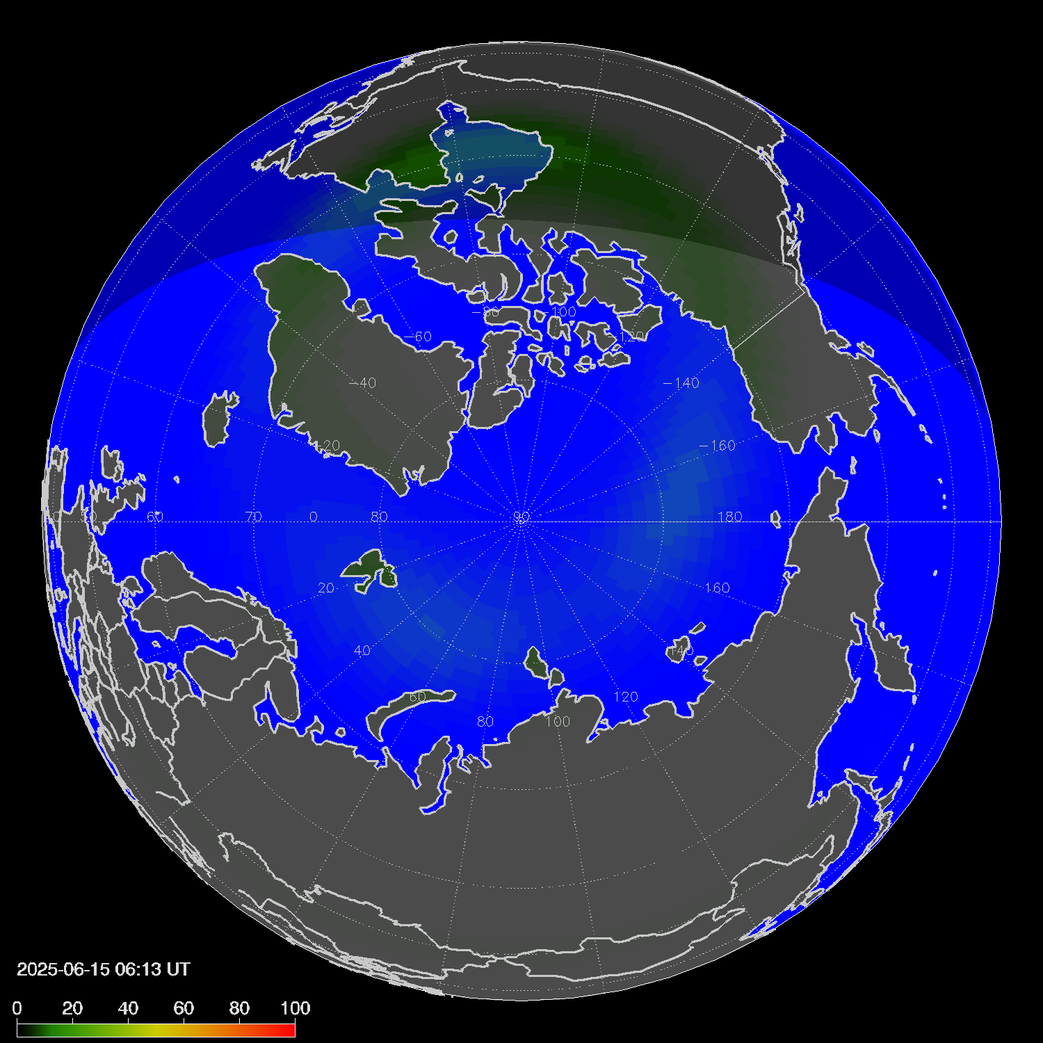 Northern lights (auroras) in the northern hemisphere