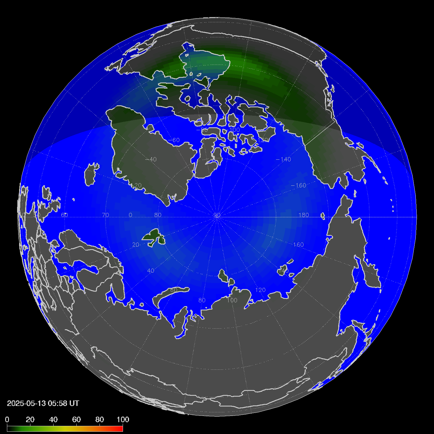 Northern lights (auroras) in the northern hemisphere