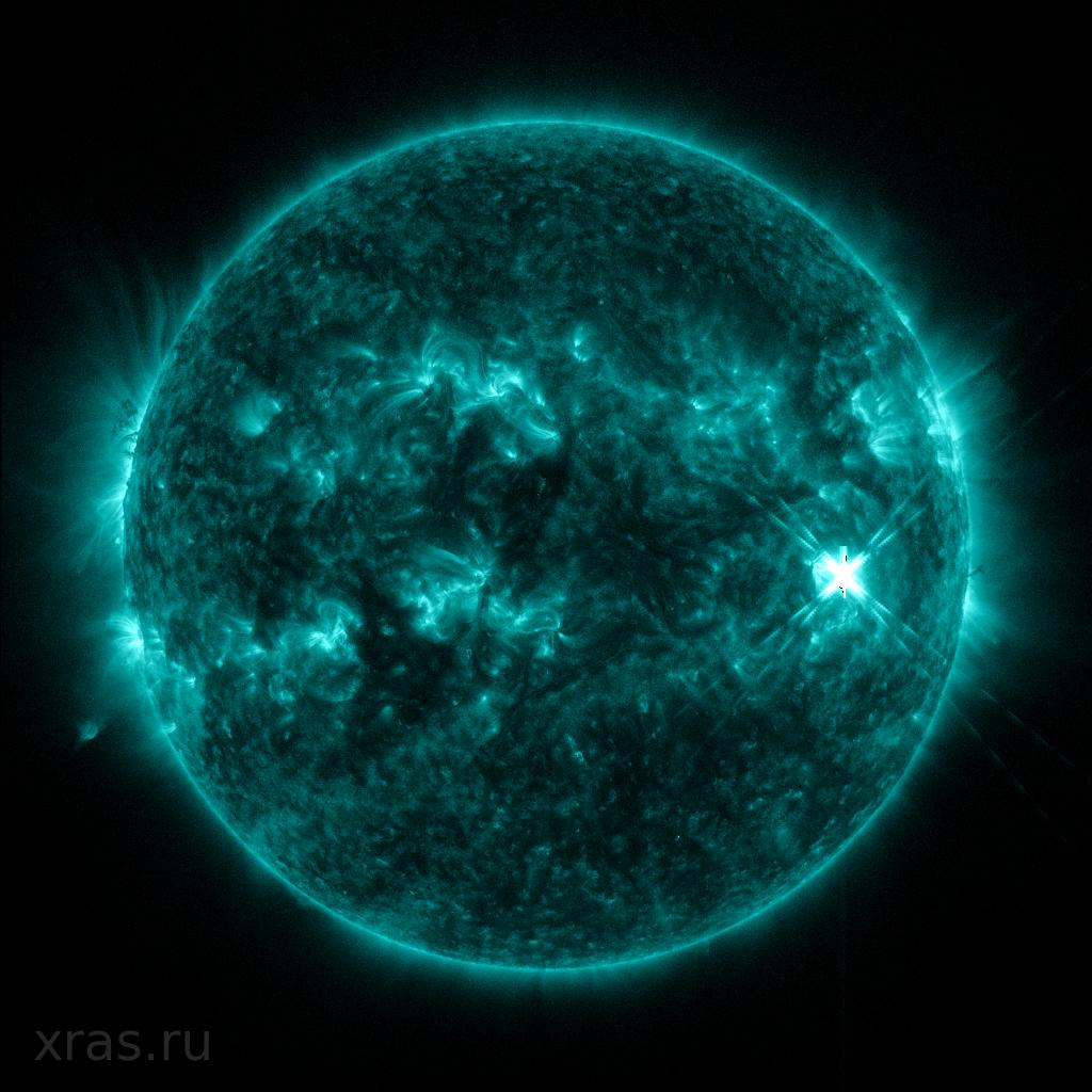 Вспышка уровня X1.1 от 25 мая 2025 года на диске Солнца (изображение SDO/AIA)